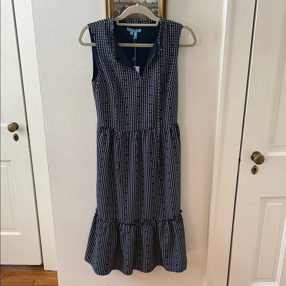Draper James Blue and White Tiered Ruffled Heart Sundress